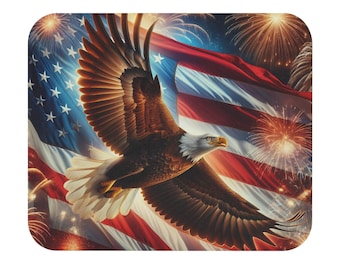 Breite 4.Juli Mauspad: Bürodekoration Amerikanische Flagge, Unabhängigkeitstag
