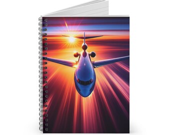Airplane Spiral Notebook: Aviation Art, Ruled Line Journal