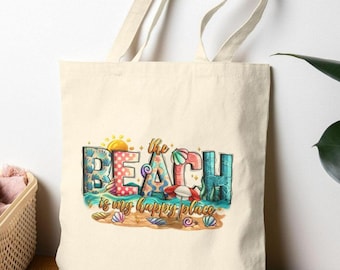 Strand-Thema Baumwoll-Einkaufstasche: Umweltfreundlicher Sommer-Shopping