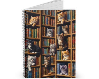 Spiralblock | Bibliotheksliebhaber | Kätzchen Liebhaber | Buchliebhaber | Geschenk für Sie