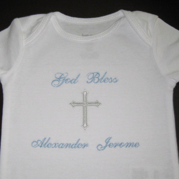 Personalized, Gift, Body Suit, SHORT Sleeve, Baptism, Christening, Machine Embroidered, Baby Girl, Boy