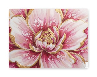 Rosa Gold Blumenmalerei Matte Leinwand