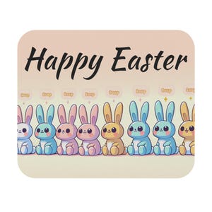 Cute Bunny Mouse Pad, Pastel Animal Desk Mat, Cute Home Office Decor, Gift for Kids, Easter Mousepad, Colorful Workstation Accessory, Gift