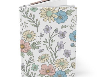 Pastel Wildflower Pattern Hardcover Journal | Matte Notebook
