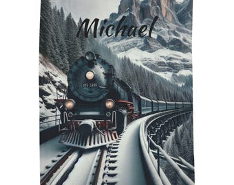 Personalized, Train Journey Velveteen Plush Blanket, Cozy Gift for Railroad Lovers, Home Decor, Winter Blanket, Travel Blanket, Gift