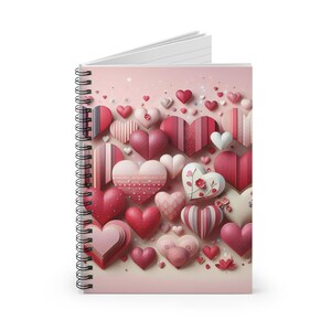 Heartfelt Spiral Notebook, Ruled Line, Cute Journal, Love Notes Book, Valentine&#39;s Gift, School Supplies, Creative Writing