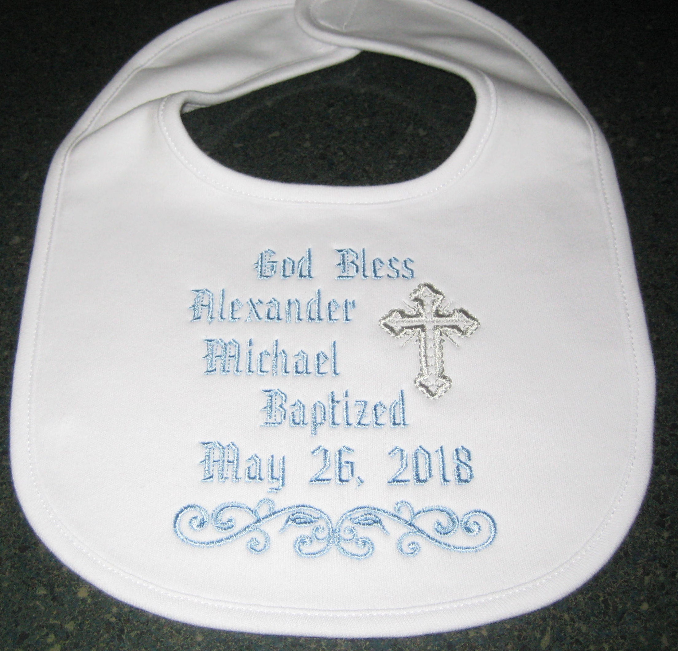 Machine Embroidered Baptism Bib Christening Bib Etsy