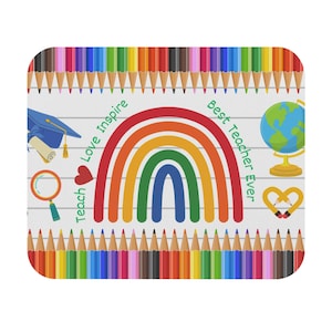 Colorful Teacher Mouse Pad - Best Teacher Ever Gift, Educational Desk Decor, Gift for Her, Stationery, School Supplies, Teacher Appreciation