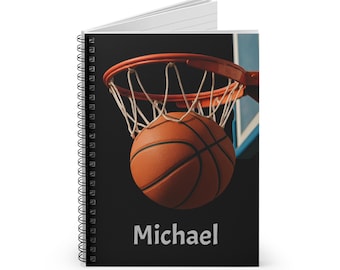 Basketball Spiral Notebook - Personalized, Sports Journal, Gift for Athletes, School Supplies, Basketball Fan Merchandise