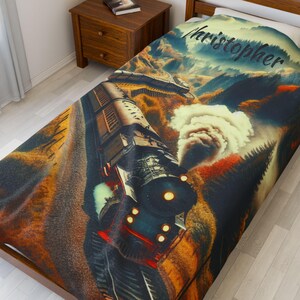 Personalisierte Zug Decke: Samtüberwurf, gemütliches Wohndekor