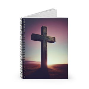 Inspirational Spiral Notebook - Ruled Line with Cross Design, Faith Journal, Christian Gift, Prayer Notebook, Religious Stationery