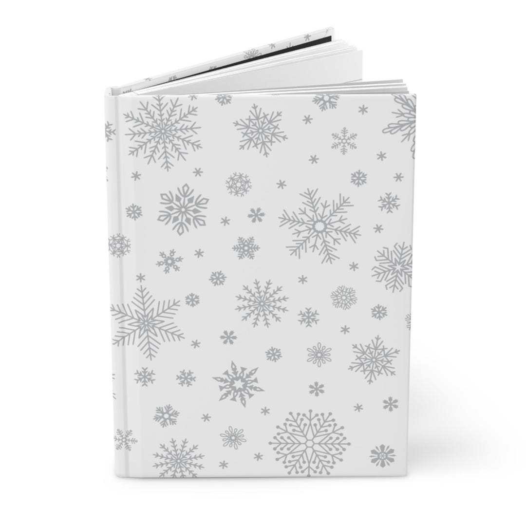 Silver Snowflake Pattern Hardcover Journal | Winter Snowflakes Notebook ...