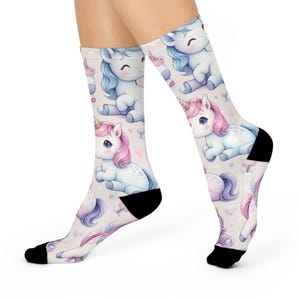 Whimsical Unicorn Cushioned Crew Socks | Fun Gift for Kids, Cozy Loungewear, Birthday Present, Animal Lover, Playful Socks Gift