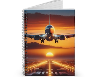 Airplane Sunset Spiral Notebook: Aviation Gift, Travel Journal