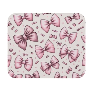 Charming Bow Pattern Mouse Pad, Cute Desk Decor, Office Accessory, Gift for Her, Pink Bow Design, Girl Boss Gift
