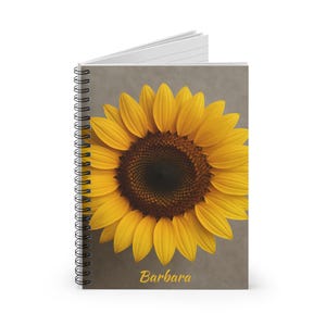 Personalized Sunflower Spiral Notebook, Personalized Journal, Floral Stationery, Gift for Students, Notebook for Note-taking, Gift