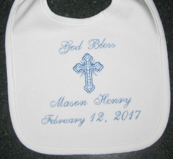 Baptism Bib Personalized Machine Embroidered Baptism Design Etsy