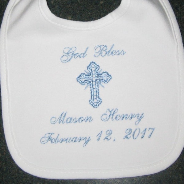 Baptism, Christening Bib, Machine Embroidery Design, Personalized, Christening, Dedication,  Gift, Baby, Girl, Boy, Gift, Script Font