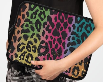 Colorful Leopard Print Laptop Sleeve: Neoprene Tech Protector
