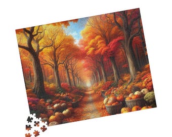 Autumn Jigsaw Puzzle | 520 or 1014 Piece | Cozy Fall Family Activity | Gift