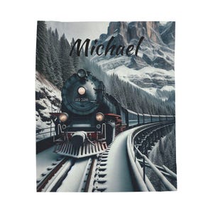 Personalized, Train Journey Velveteen Plush Blanket, Cozy Gift for Railroad Lovers, Home Decor, Winter Blanket, Travel Blanket, Gift