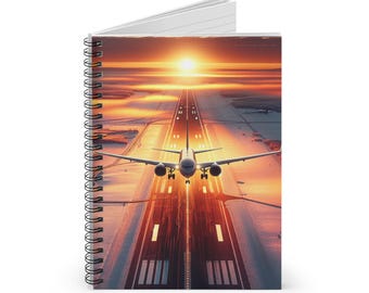 Airplane Sunset Spiral Notebook: Travel Journal for Pilots