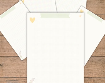 Lot de papeterie imprimable Fleurs pastel : scrapbooking, journalisation, écriture (format PDF A4/A5)