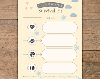 Feuille de kit de survie journalière à faible consommation d'énergie : PDF A4/A5 (téléchargement numérique)