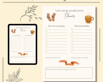 Agenda de productivité d'automne pour les journées à faible consommation d'énergie : PDF A4/A5 (téléchargement numérique)