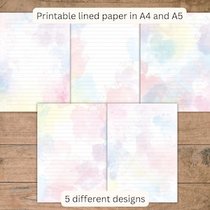 Pastel Lined Paper Stationery Bundle: Scrapbooking, Journalling, Writing (A4/A5 PDF Format)