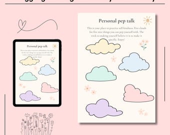 Feuille de travail sur l'autosuggestion positive | Page Coaching bien-être (Téléchargement numérique PDF A4/A5)