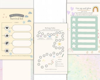 Feuilles de travail sur la gestion de l'énergie, articles de papeterie et notes de gribouillage traçables : PDF A4/A5 (téléchargement numérique)