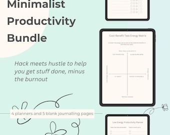 Planificateur de productivité minimaliste | Feuilles de calcul du bilan énergétique (téléchargement numérique PDF A4/A5)