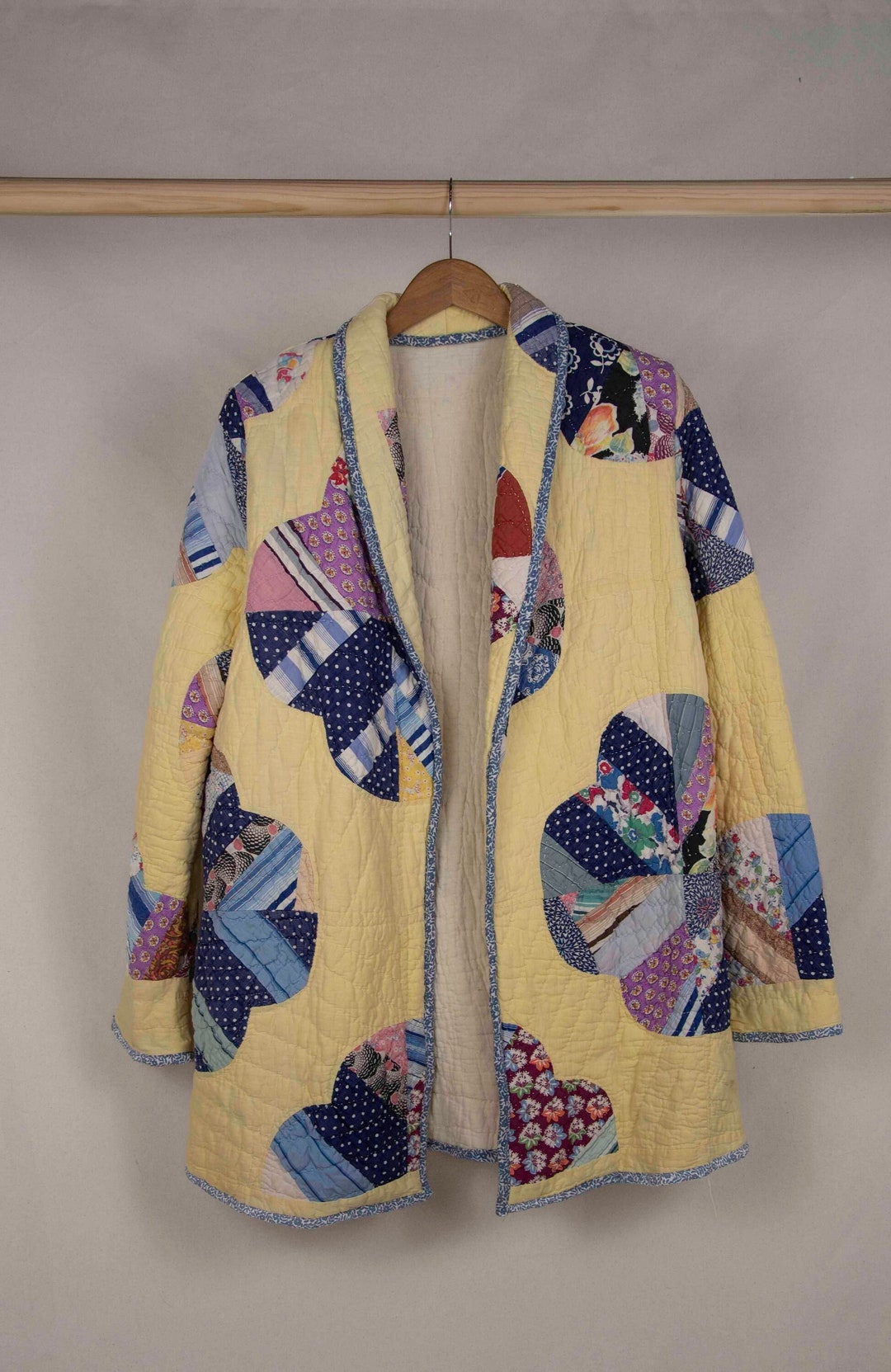 Handmade Yellow Patchwork Vintage Quilt Coat - Etsy