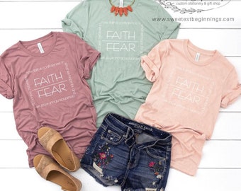 RTS Screen Print Transfer WHITE ink | Faith Over Fear | Adult Size