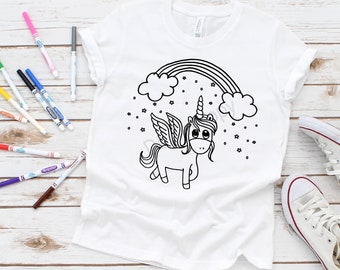 RTS Screen Print Transfer Color Me Shirt | Black ink | Unicorn Rainbow | Kid Size