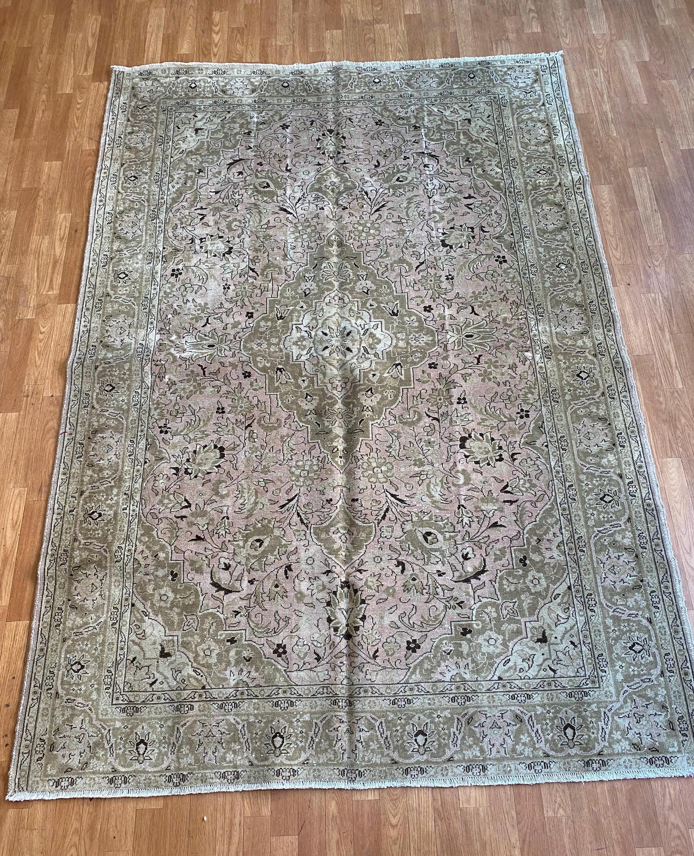 ヴィンテージトルコラグ 8x5.7フィート：手織りウールアナトリア