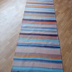 Vintage Handwoven Turkish Kilim Rug - 9x2.8 ft Colorful Runner - Striped Long Narrow Rug - Boho Hallway Carpet - Anatolian Tribal Decor