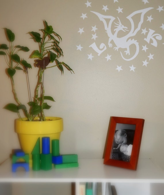 Glow in the dark dragon wall decal personalized wall art room Etsy