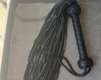 Leather Flogger 19.9 In Handmade Whip Compact Impact Tool, Real Leather 75 Falls Gift for Women/Men