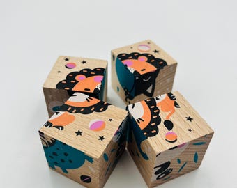 Rompecabezas de bloques de animales de madera, juguete ecológico, juego para niños pequeños