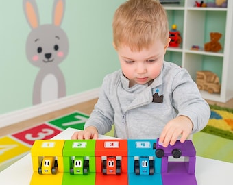 Rampa de madera para coches de juguete, colorido juego de construcción, bloques de construcción para niños pequeños, coches de madera con certificación FSC no tóxica.