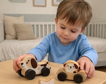 Juego de juguetes de madera con forma de cachorro, aprendizaje Montessori, juguete de madera ecológico Clever Puppies
