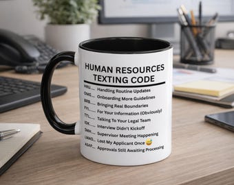 Taza con código de texto de RR. HH. / Taza de café con humor de oficina