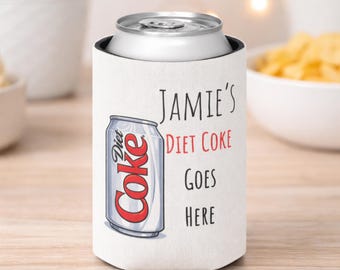 Personalized Diet Coke Can Cooler, Custom Name Drink Holder, Funny Soda Lover Gift, Gift for Her or Him