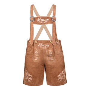 Men&#39;s Authentic Lederhosen Shorts with Suspenders – Bavarian Oktoberfest Costume | German Beer Festival Outfit.