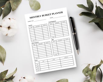 Printable Monthly Budget Planner – Budget Worksheet, Savings & Money Tracker, Bullet Journal Budget Log, Printable Spending Tracker