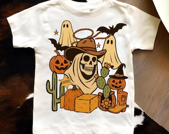 Retro Western Halloween PNG: Cowboy Skull Ghost Collage (Digital Download)