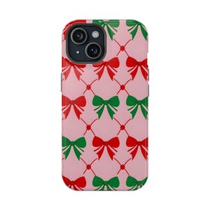 Festive Bow iPhone Case: Christmas Holiday Design, MagSafe Compatible
