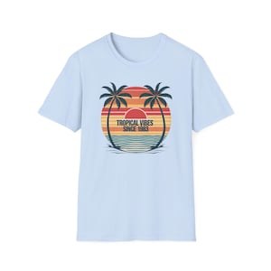 Retro Tropical Sunset Beach T-Shirt: Summer Vacation Vibes